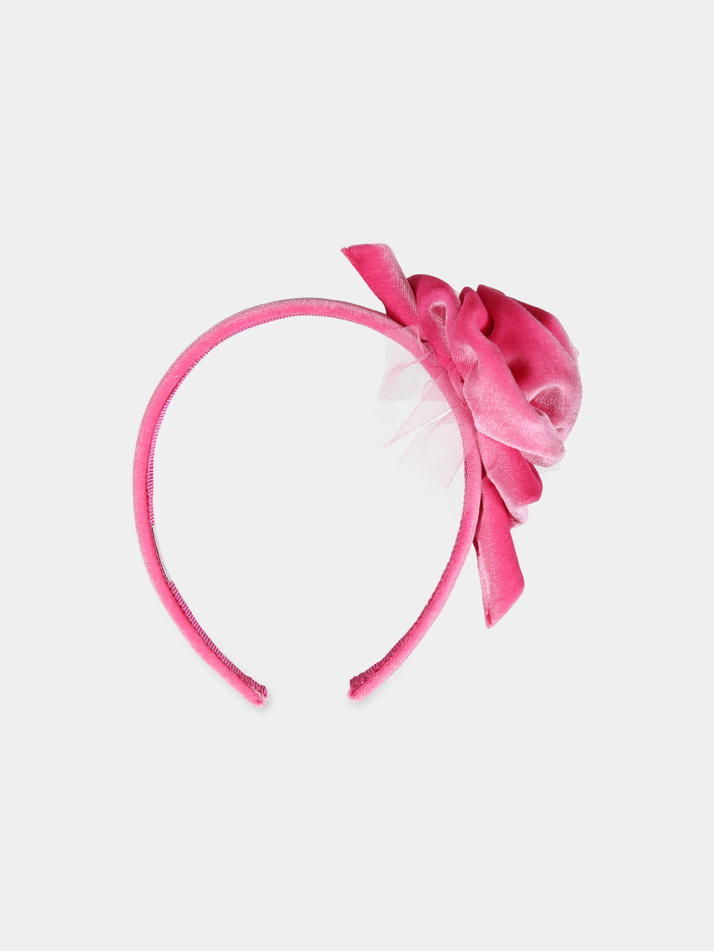 Fuchsia headband for girl with rose
